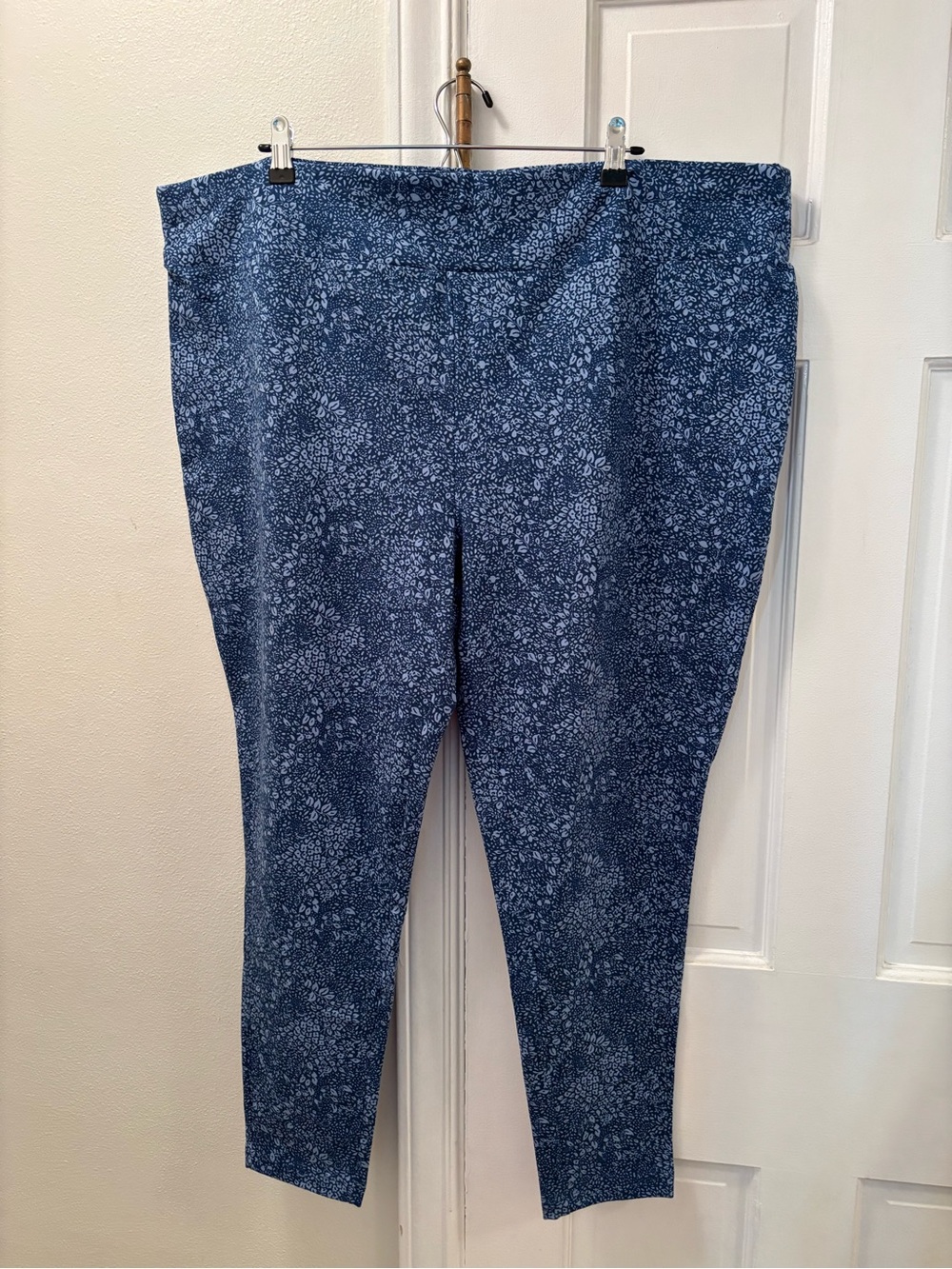 Women's Soft  Blue Floral Print Leggings
Size 4X